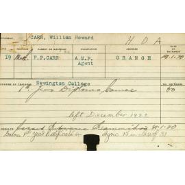 CARR, William Howard (Hawkesbury Diploma of Agriculture (HDA))