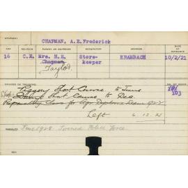 CHAPMAN, AE Frederick (Short Course - Piggery & Practical Course - Carpentry, Saddlery & Blacksmithing)