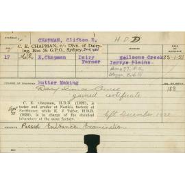 CHAPMAN, Clifton E (Hawkesbury Diploma in Dairy (HDD))