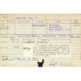 CHECKLEY, George H (Short Courses - Piggery, Dairy & Plots & General Practical Course)