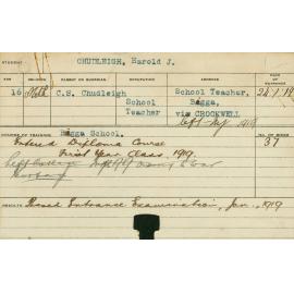 CHUDLEIGH, Harold James (Hawkesbury Diploma of Agriculture (HDA) - First year)