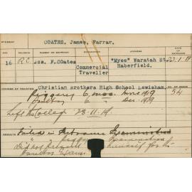 COATES, James Farrar (Practical Course - Piggery & Poultry)