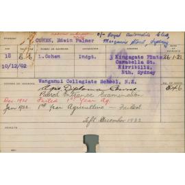 COHEN, Edwin Palmer (Hawkesbury Diploma of Agriculture (HDA))
