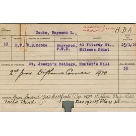 COOKE, Raymond L (Hawkesbury Diploma of Agriculture (HDA))