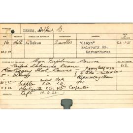 DEBUS, Arthur G (Hawkesbury Diploma of Agriculture (HDA), Piggery Short Course, Dairy Short Course)