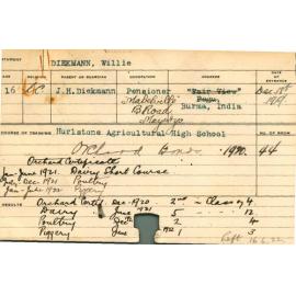 DIEKMAN, Willie (Orchard, Dairy Poultry & Piggery Certificate)