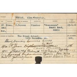 DUNCAN, Alan Donachic (Short Course - Poultry, Piggery, Shops, Blacksmith and Carpenter)