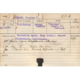 DUNLOP, Douglas Victor (Hawkesbury Diploma of Agriculture (HDA))