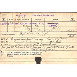 EDINGTON, Charles Broderick (Hawkesbury Diploma of Agriculture (HDA) (First Year Certificate). Short Course - Dairy)