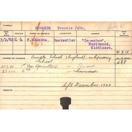 EDWARDS, Francis John (Hawkesbury Diploma of Agriculture (HDA) (First and Second Year Certificate))