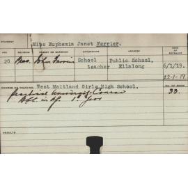 FERRIER, Euphemia Janet (Practical Course)