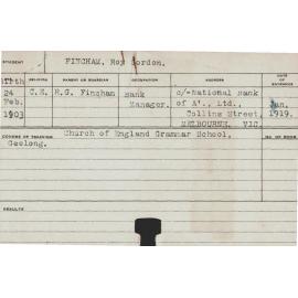 FINCHAM, Roy Gordon (Course Not Identified)