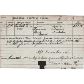 GALLOWAY, Geoffrey Verdon (Hawkesbury Diploma of Agriculture (HDA))