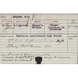 GOULDER, Eric (Hawkesbury Diploma of Agriculture (HDA)/ Second year certificate only & Short Course - Dairy)