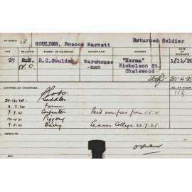 GOULDER, Roscoe Barnett (Special course - Dairy, Farm, Carpenter, Piggery & Saddlery)