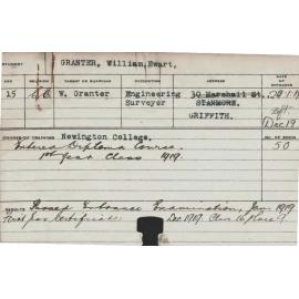GRANTER, William Ewart (Hawkesbury Diploma of Agriculture (HDA) (First year certificate only))
