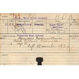 GREEN, Eric Clive Duckett (Hawkesbury Diploma of Agriculture (HDA))