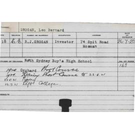 GROGAN, Leo Bernard (Short Course - Piggery and Dairy and Orchard)