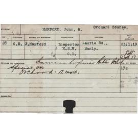 HARFORD, John N (Special course - Orchard)