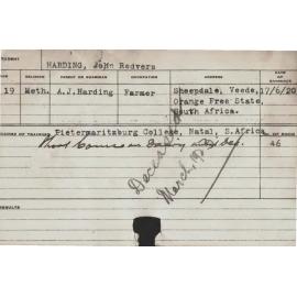 HARDING, John Redvers (Short course - Dairy)