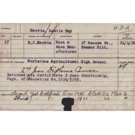 HARRIS, Leslie Day (Hawkesbury Diploma of Agriculture (HDA))
