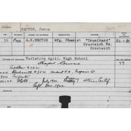 HECTOR, James (Short Course - Shops, Saddlery, Blacksmith, Carpentry & Plots)