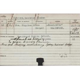 HIGGINS, Lancelot Camden (Special Course - Dairy)