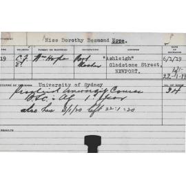 HOPE, Dorothy Desmond (Practical course)