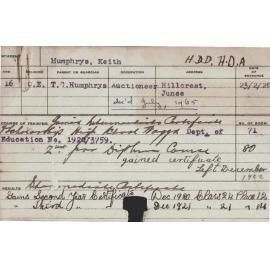 HUMPHRYS, Keith (Hawkesbury Diploma in Dairy (HDD)/ Hawkesbury Diploma of Agriculture (HDA))