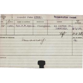 HYNES, Harold John (Practical Training)