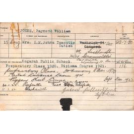 JOHNS, Raymond William (Short Course - Piggery, Carpentry & Blacksmith)