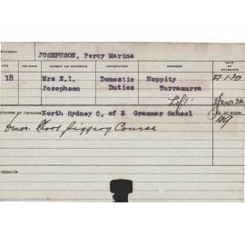 JOSEPHSON, Percy Marina (Short Course - Piggery)