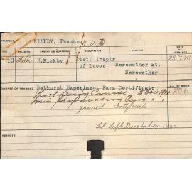 KIRKBY, Thomas (Hawkesbury Diploma in Dairy (HDD))