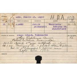 LORD, Ronald St Leger (Hawkesbury Diploma of Agriculture (HDA)/ Hawkesbury Diploma in Dairy (HDD))