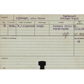 LIPSCOMB, Alan Price (Course Not Identified)