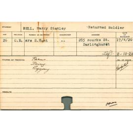 BELL, Harry Stanley (Short Course - Dairy, Farms & Piggery)