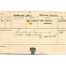 BEVERIDGE, David (Short Course - Poultry Farming)