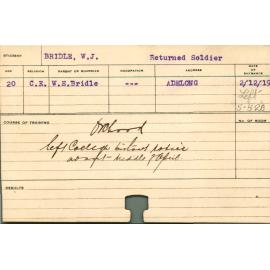 BRIDLE, WJ (Short Course - Orchard)