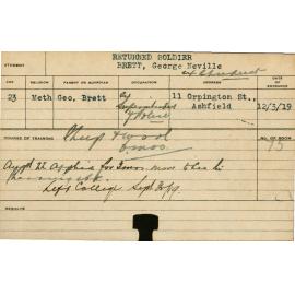 BRETT, George Neville (Short Course - Sheep & Wool)