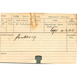 CARR, Edwin William (Short Course - Poultry)