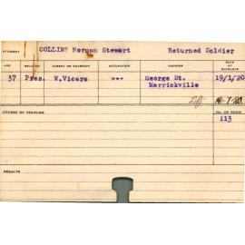 COLLIE, Norman Stewart (Short Course - Pigs, Orchard & Mixed Farming)