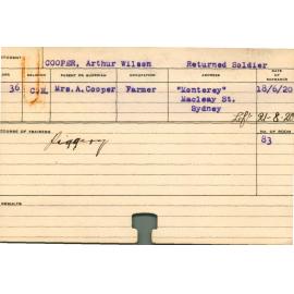 COOPER, Arthur Wilson (Short Course - Piggery)