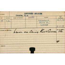 COOMBS, RA (Short Course - Dairy)