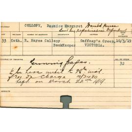 COLLOPY, Bernice Margaret (Short Course - Growing Grapes)