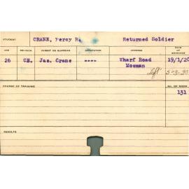 CRANE, Percy R (Short Course - Dairying, Pigs & Mixed Farming)