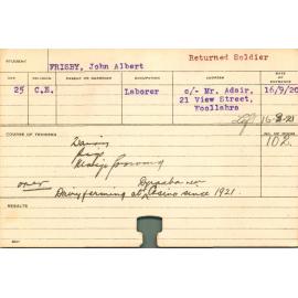 FRISBY, John Albert (Short Course - Pigs & Dairy Farming)