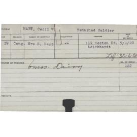 Hart, Cecil W (Short Course - Dairy)