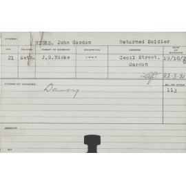 Hicks, John Gordon (Short Course - Dairy)