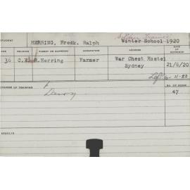 Herring, Frederick Ralph (Short Course - Dairy)