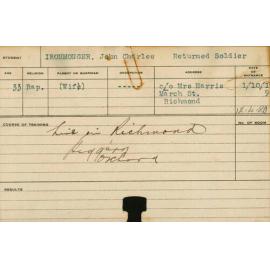 Ironmonger, John Charles (Short Course - Piggery & Orchard)